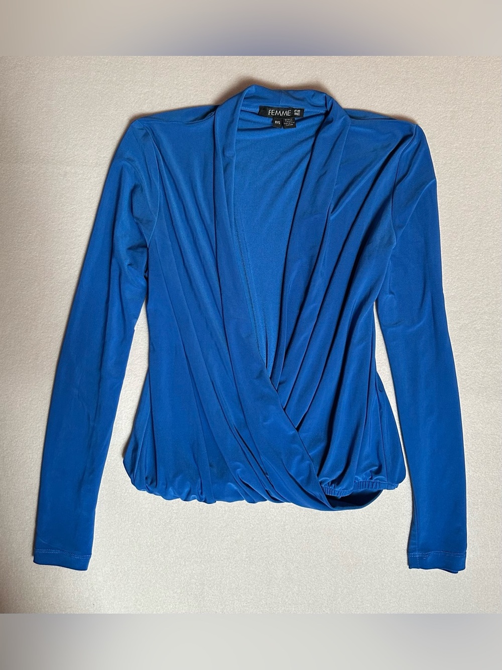 💜 Femme Royal Blue Wrap-Front Long Sleeve Top